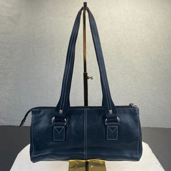 Fossil Black Leather Handbag Purse Shoulder Bag 75082,Zipper,Pockets - Picture 2 of 12